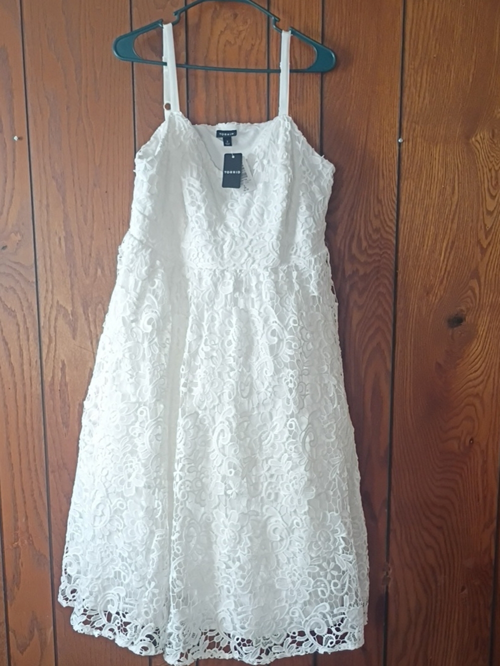torrid White Floral Lace Midi Dress with Adjustable Straps